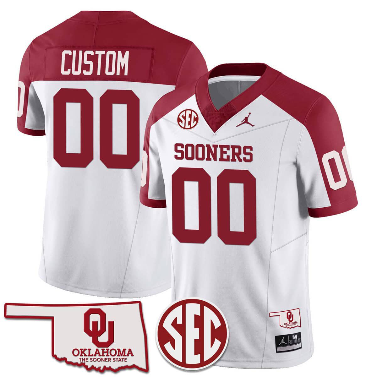 Men Oklahoma Sooners White 2024 SEC Patch Vapor Premier Limited Custom NCAA Jersey style 1->customized nfl jersey->Custom Jersey